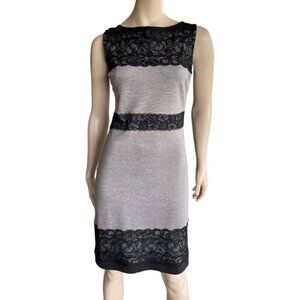 Nicole Benisti Gray with Black Lace Sleevless Dress S​​​​​​
